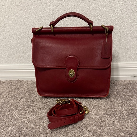 Coach Handbags - Vintage Coach 9927 Willis Crossbody Shoulder Handle Bag Red Leather